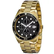 Reloj Emporio Armani Ar5857 Cronógrafo De Acero Dorado Nuevo