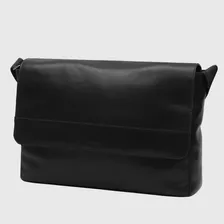 Bolsa Carteiro Masculina De Couro Bovino Couro50 Eucalipto Cor Preto