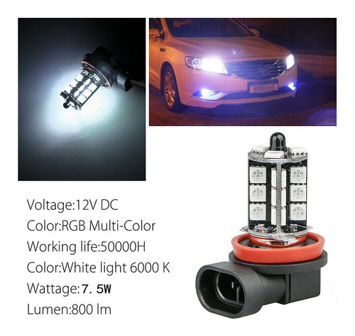 Luz Antiniebla Led H11 Para Honda Acura Toyota Multicolor Rg Foto 4