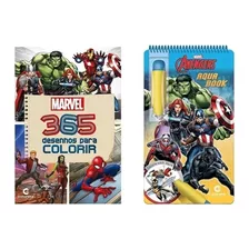 Kit Com 2 Livros 365 Desenhos Marvel + Aquabook Vingadores Culturama