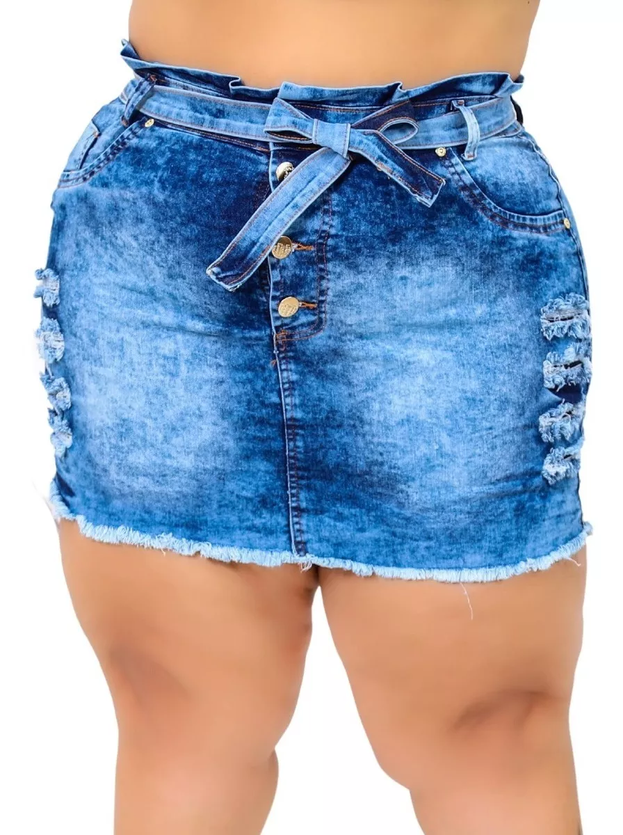 Saia Jeans Feminina Plus Size Com Lycra 44 // 54