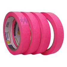 Kit De Fita Crepe Colorida Neon Com 4 Rolos De 18mm X 30m Cor Rosa Neon