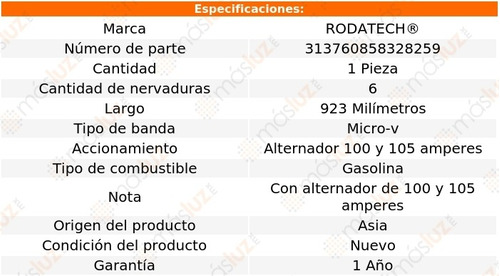 (1) Banda Accesorios Micro-v Yukon Xl 1500 8 Cil 5.3l 00/06 Foto 2