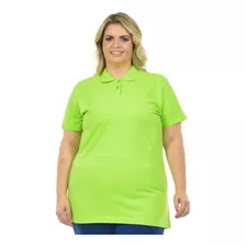 Camisa Polo Piquet Feminina Plus Size Fenomenal