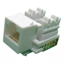 Kit C/ 6 Conector Fêmea Rj45 Keystone Cat5e Branco