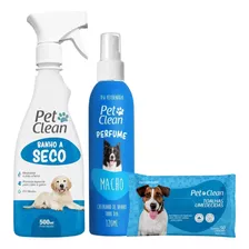 Kit Pet Clean Banho A Seco 500 Ml Toalhas Umedecidas Perfume