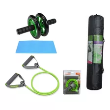 Mat Piso Yoga 6mm + Bolso + Rueda Abdominal + Liga Verde