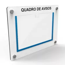 Quadro De Avisos Em Mdf C/ 1 Display Horizontal A4 Acrilico