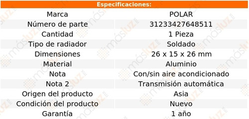 Radiador Agua Soldado Buick Skylark L4 2.4l Aut 94/98 Polar Foto 2