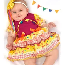 Fantasia Baby Vestido Festa Junino Caipirinha Bebe 0-12meses