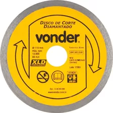 Disco De Corte Vonder Diamantado 4.1/2 Para Porcelanato Xld Cor Amarelo
