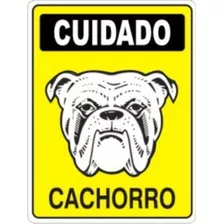 Placa De Aviso Segurança Cuidado Cachorro Cão Bravo 4 Unid.