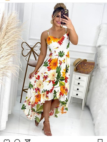 Vestido Mullet Floral Plus Size  Moda Blogueira Com Elastex