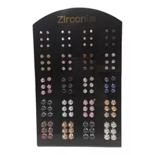 Display Brincos Zirconia 60 Pares Promoção Colorido