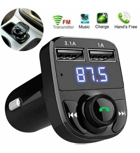 Transmisor Bluetooth Fm Auto Manos Libres Cargador 2 Usb Foto 2