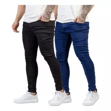 Kit 2 Calça Jeans Super Skinny Masculina Premium
