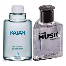 Natura Kaiak Refil 100ml + Avon Musk Colônia 90ml Kit 2 Perfumes Para Homem