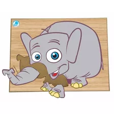 Super Quebra Cabeças Elefante Madeira Educativo Brinquedo