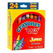 24 Crayones Jumbo Redondos Baco Escolares Dibujo Colorear