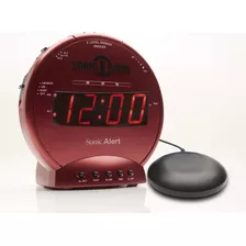 Reloj Despertador Sonic Alert Rojo Liso , Digital , Plastico