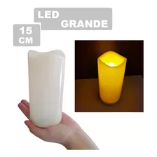 Vela Led Decorativa Grande Luz Amarela Casamento Natal 15 Cm