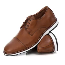 Sapato Masculino Brogue Premium Oxford Em Couro Confort 