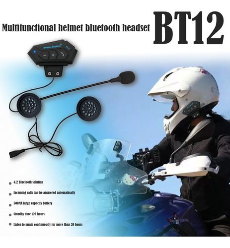 Casco De Moto, Intercomunicador, Bt12, Auriculares Bluetooth Foto 4