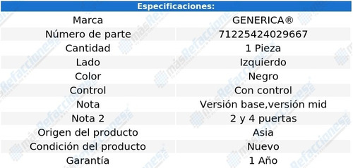 Espejo Izq C/control Ford Fiesta 98-02 Generica Foto 2