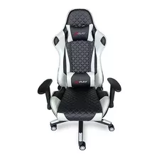 Cadeira De Escritório Elidy X-ray Youtuber Xtreme Gaming Gamer Ergonômica Branca E Preta Com Estofado De Couro