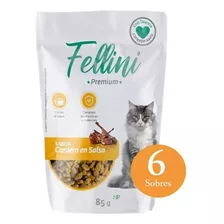 6 X Alimento Húmedo Gato Fellini Cordero En Salsa 85gr. Np