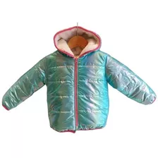 Campera Puffer Nena Con Abrigo Metalizada Chaqueta Hermosa