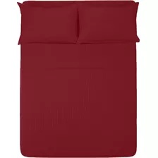 Juego De Sábanas Matrimoniales Melocotton - Color Rojo - Tacto Algodón , 1800 Hilos , Microfibra Grabada Ultra Suave, Hipoalergénica, Antiácaros , Ideal Para Todo El Año.