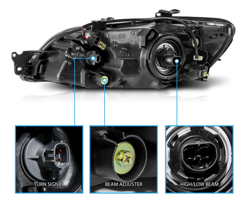 Par Juego  De Faros Negros  Mitsubishi Lancer  2002 2003 Foto 6