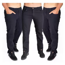 Kit 3 Calças Jeans Masculina Plus Size Elastano Trabalho