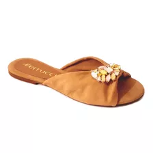 Rasteira Flat Chinelo Com Pedrarias Ferrucci 1721203