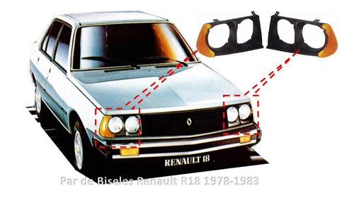 Par De Biseles Renault R18 Doble Faro Mod 1978 Al 1983  Foto 2