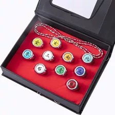 Akatsuki Set 10 Anillos De Metal Con Cadena Itachi Sasori