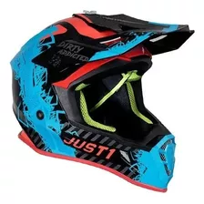 Capacete Motocross Trilha Just1 J38 Mask Azul Vermelho Preto