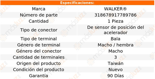 1- Conector Sensor Tps Tc Maserati L4 2.2l 89/90 Walker Foto 4