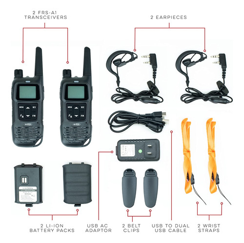 Btech Frs-a1 2 Pack Frs Black Walkie Talkies, Noaa, Radio Bi Foto 2