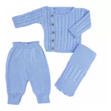 Kit Saída Maternidade Menino Tricot Classico 3 Peças