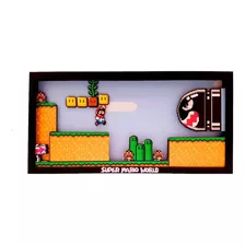 Quadro Super Mario World 3d 42x22x3 Geek Nerd Mdf Adesivo