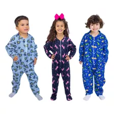 Macacão Unisoft Infantil Bebê Menino Menina 1-3 Anos Pijama