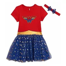 Dc Comics Wonder Woman Vestido De Manga Corta Para Niñas