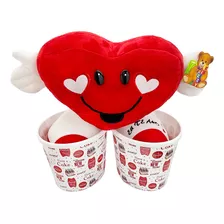 Coração Pelúcia Dia Dos Namorados + Kit Balde Coca Cola 2,1l