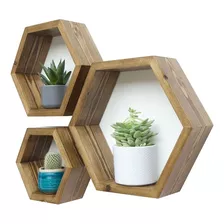 Repisa Hexagonal Pack 3 Madera Color Roble