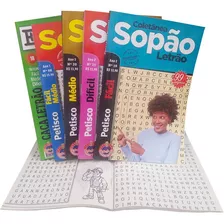 Kit 6 Revistas Encadernadas Caça Palavras Letrão Para Idosos