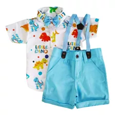 Roupa Infantil Dino Baby. Conjunto Social Menino Festa Novo.