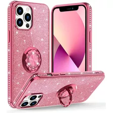 Funda Para iPhone 13 Pro Max, Rosa/con Sosten/con Brillos