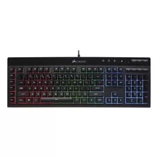 Teclado Gamer Corsair Rgb Pro K55 Qwerty Rubber Dome Español España Color Negro Con Luz Rgb